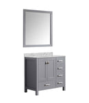 Anzzi Chateau 36 in. W x 22 in. D Vanity in Gray with Marble Vanity Top in Carrara White with White Basin and Mirror 13