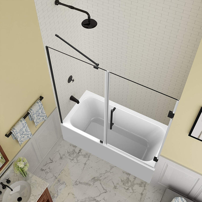 Aston Belmore 59.25 in. to 60.25 in. x 60 in. Frameless Hinged Tub Door in Oil Rubbed Bronze 2