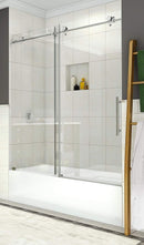 Aston Coraline 56 in. to 60 in. x 60 in. Frameless Sliding Tub Door in Stainless Steel