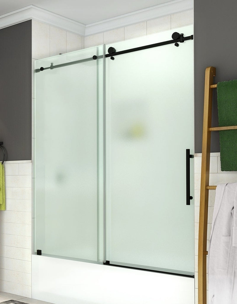 Aston Coraline 56 in. to 60 in. x 60 in. Frameless Sliding Tub Door with Frosted Glass in Oil Rubbed Bronze