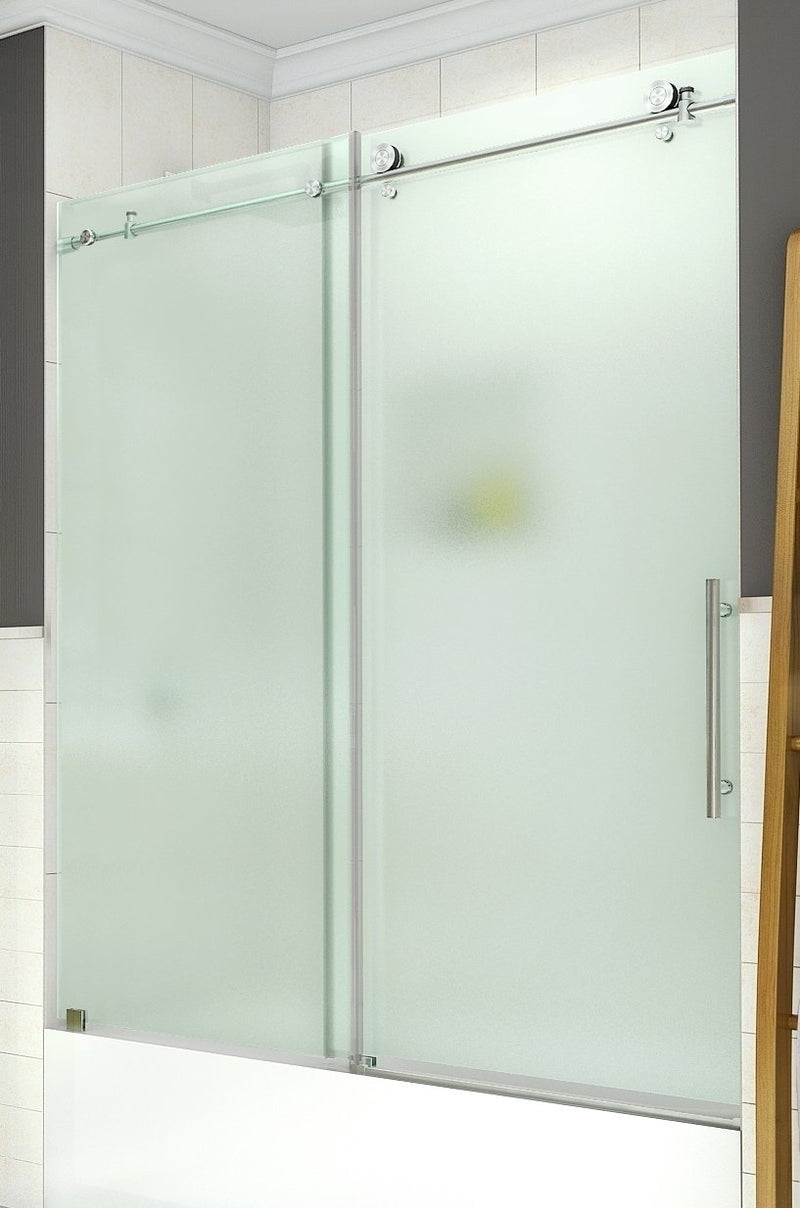Aston Coraline 56 in. to 60 in. x 60 in. Frameless Sliding Tub Door with Frosted Glass in Stainless Steel