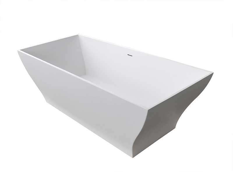 Anzzi Kayenge 5.9 ft. Solid Surface Center Drain Freestanding Bathtub in Matte White FT-AZ8419