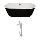 Anzzi Dualita 5.3 ft. Acrylic Freestanding Non-Whirlpool Bathtub in Black and Dawn Series Faucet in Chrome