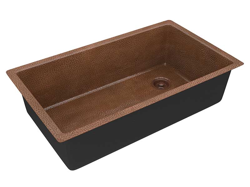 Anzzi Strait Drop-in Handmade Copper 31 in. 0-Hole Single Bowl Kitchen Sink in Hammered Antique Copper K-AZ263 6