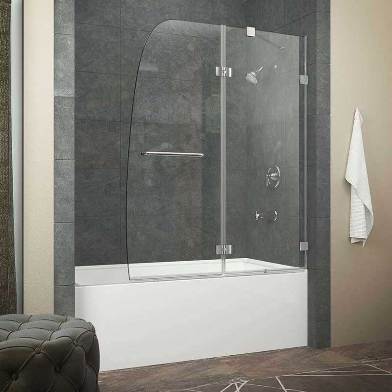Anzzi HERALD Series 48 in. by 58 in. Frameless Hinged tub door in Chrome