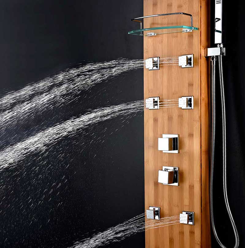 Anzzi CRANE Series 60 in. Full Body Shower Panel System with Heavy Rain Shower and Spray Wand in Natural Bamboo 9