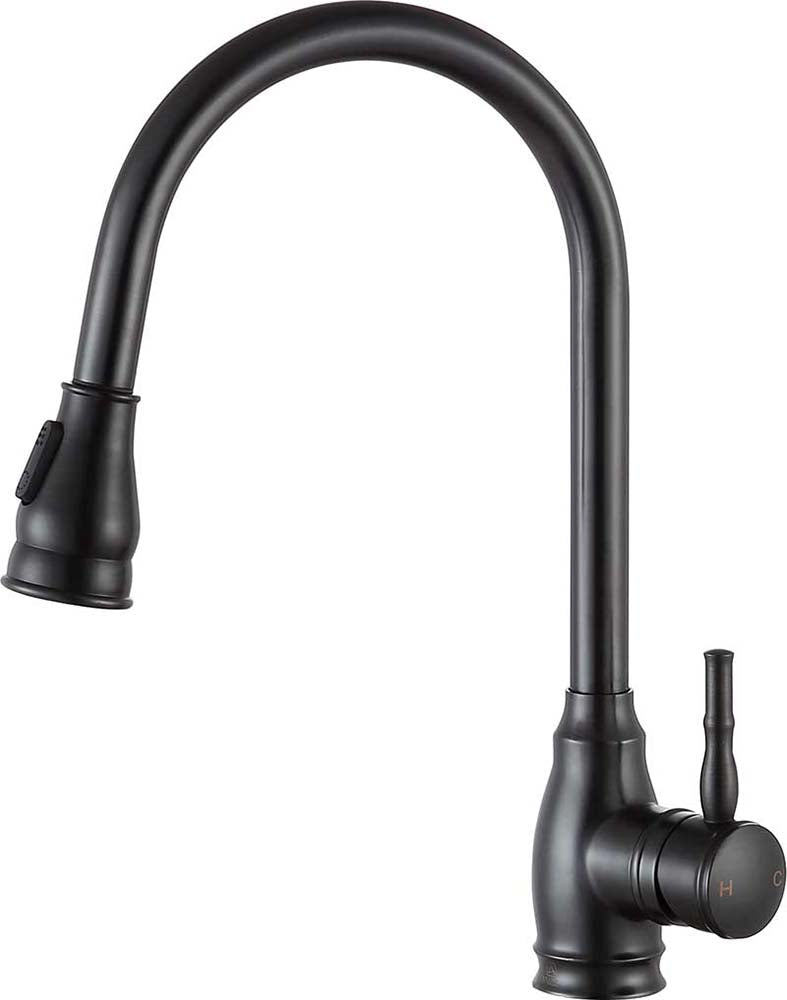 Anzzi Bell Single-Handle Pull-Out Sprayer Kitchen Faucet in Oil Rubbed Bronze KF-AZ215ORB
