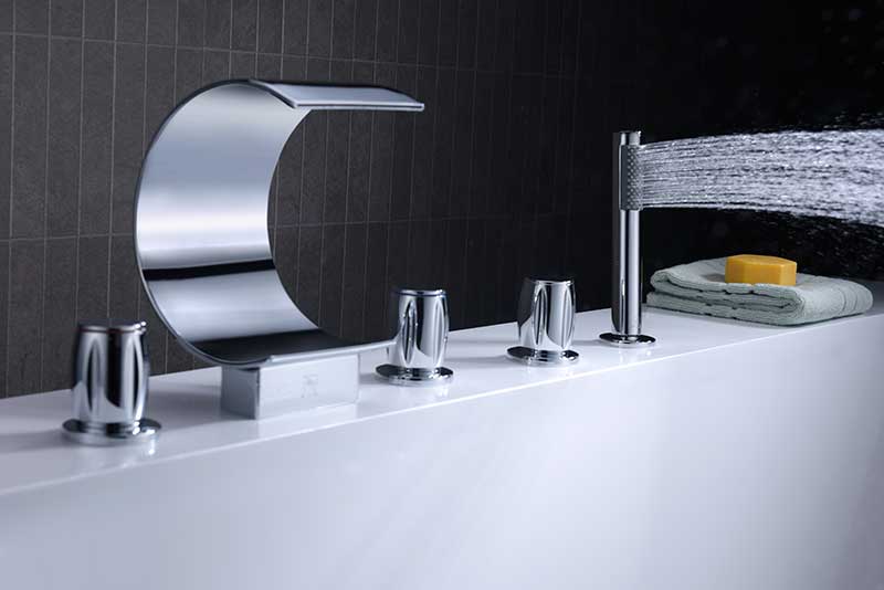 Anzzi Ribbon 3-Handle Deck-Mount Roman Tub Faucet in Chrome FR-AZ048CH 4