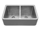 Anzzi Port Farmhouse Handmade Copper 33 in. 50/50 Double Bowl Kitchen Sink in Hammered Nickel K-AZ259