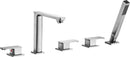 Anzzi Shore 3-Handle Deck-Mount Roman Tub Faucet with Handheld Sprayer in Brushed Nickel FR-AZ102BN