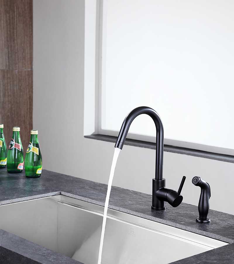 Anzzi Farnese Single-Handle Standard Kitchen Faucet with Side Sprayer in Oil Rubbed Bronze KF-AZ222ORB 9