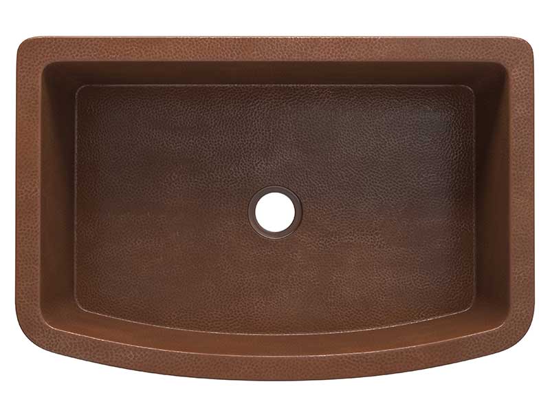 Anzzi Pieria Farmhouse Handmade Copper 33 in. 0-Hole Single Bowl Kitchen Sink in Hammered Antique Copper SK-006 6