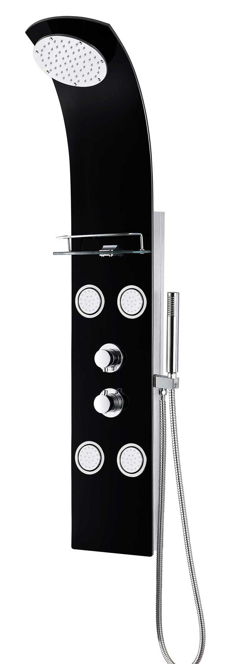 Anzzi LLANO Series 56 in. Full Body Shower Panel System with Heavy Rain Shower and Spray Wand in Black