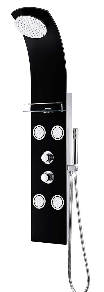 Anzzi Colossal Series 56 in. Full Body Shower Panel System with Heavy Rain Shower and Spray Wand in Black SP-AZ8095