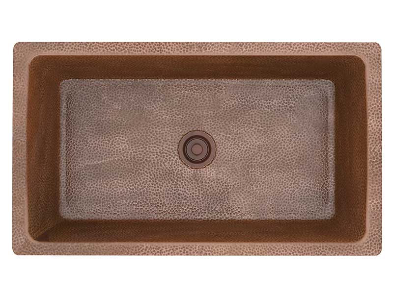 Anzzi Gilbert Drop-in Handmade Copper 31 in. 0-Hole Single Bowl Kitchen Sink in Hammered Antique Copper SK-031 5
