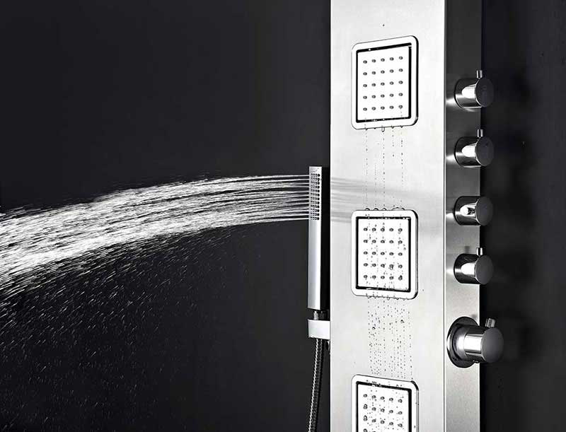 Anzzi MESA Series 64 in. Full Body Shower Panel System with Heavy Rain Shower and Spray Wand in Brushed Steel 10
