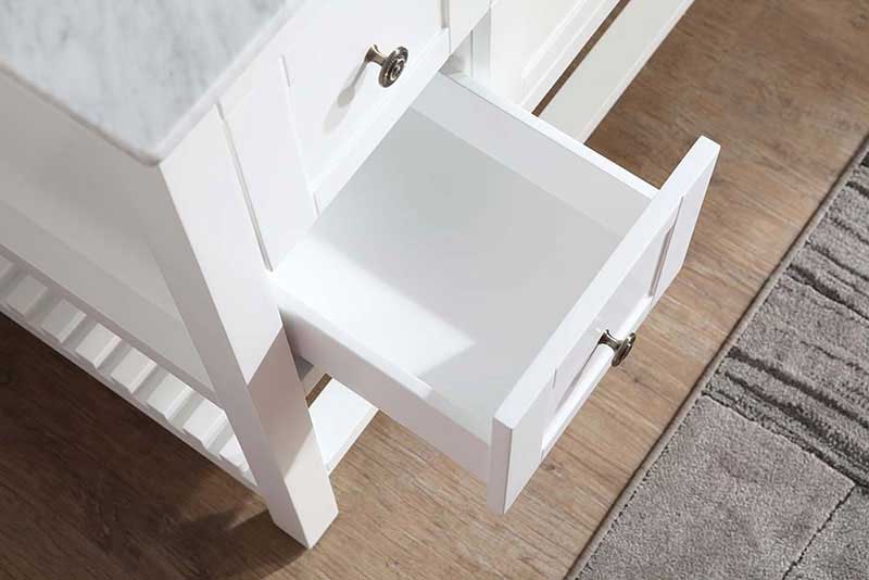 Anzzi Montaigne 48 in. W x 22 in. D Vanity in White with Marble Vanity Top in Carrara White with White Basin and Mirror 9