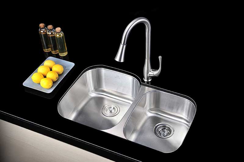 Anzzi MOORE Series 32 in. Under Mount 60/40 Dual Basin Stainless Steel Kitchen Sink 5