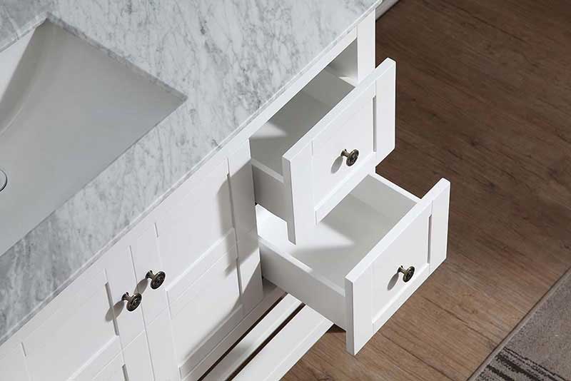 Anzzi Montaigne 48 in. W x 22 in. D Vanity in White with Marble Vanity Top in Carrara White with White Basin and Mirror 5