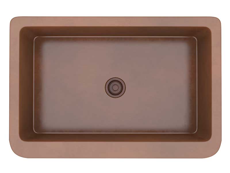 Anzzi Lahar Farmhouse Handmade Copper 33 in. 0-Hole Single Bowl Kitchen Sink with Floral Design Panel in Polished Antique Copper K-AZ247 5