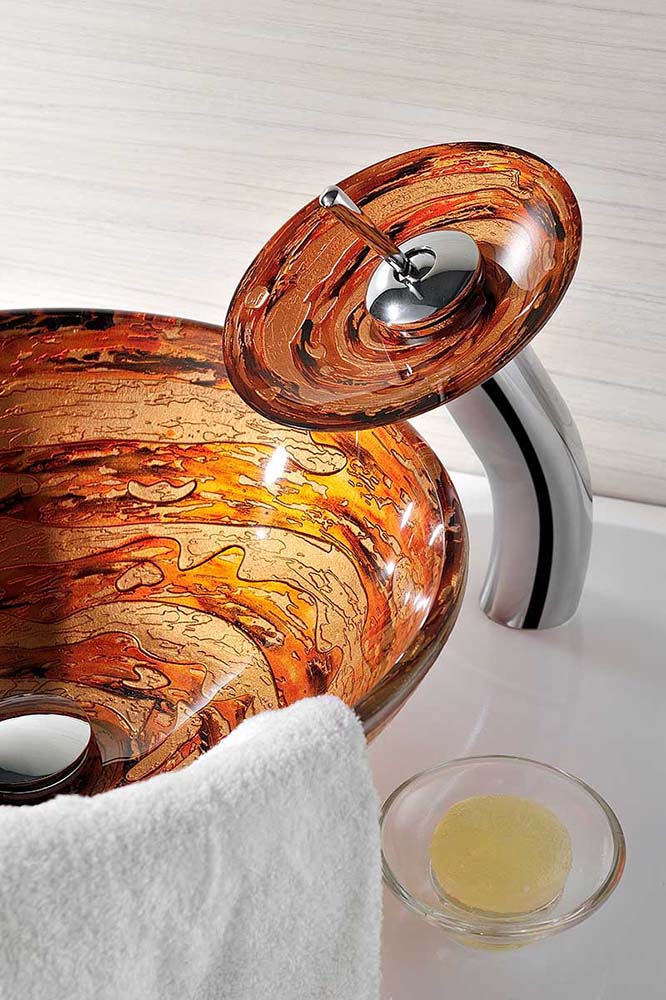 Anzzi Komaru Series Vessel Sink in Brown with Pop-Up Drain and Matching Faucet in Lustrous Brown LS-AZ8111 6