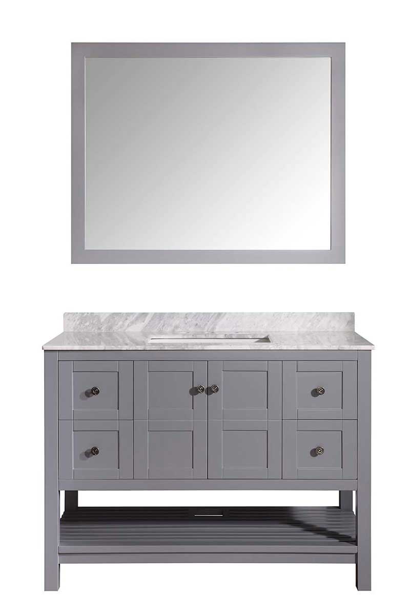 Anzzi Montaigne 48 in. W x 22 in. D Vanity in Gray with Marble Vanity Top in Carrara White with White Basin and Mirror 15