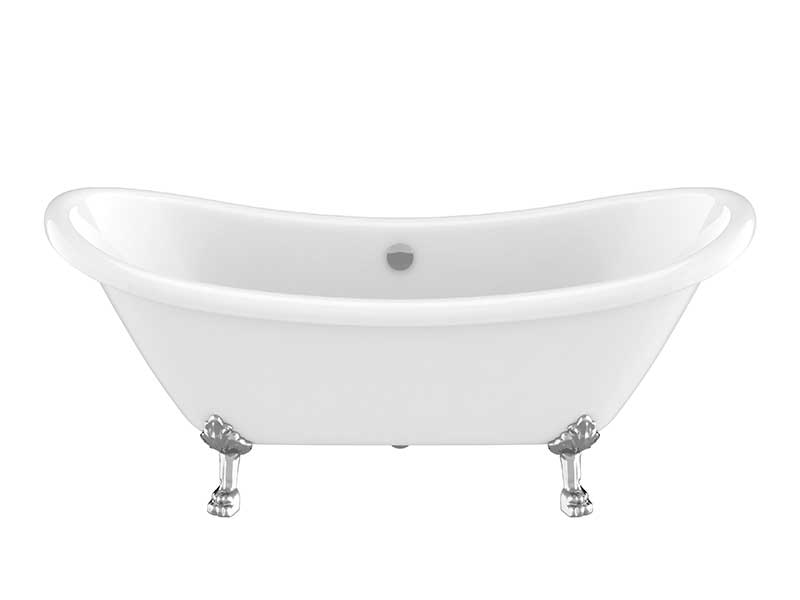 Anzzi 69.29” Belissima Double Slipper Acrylic Claw Foot Tub in White FT-CF130LXFT-CH 8