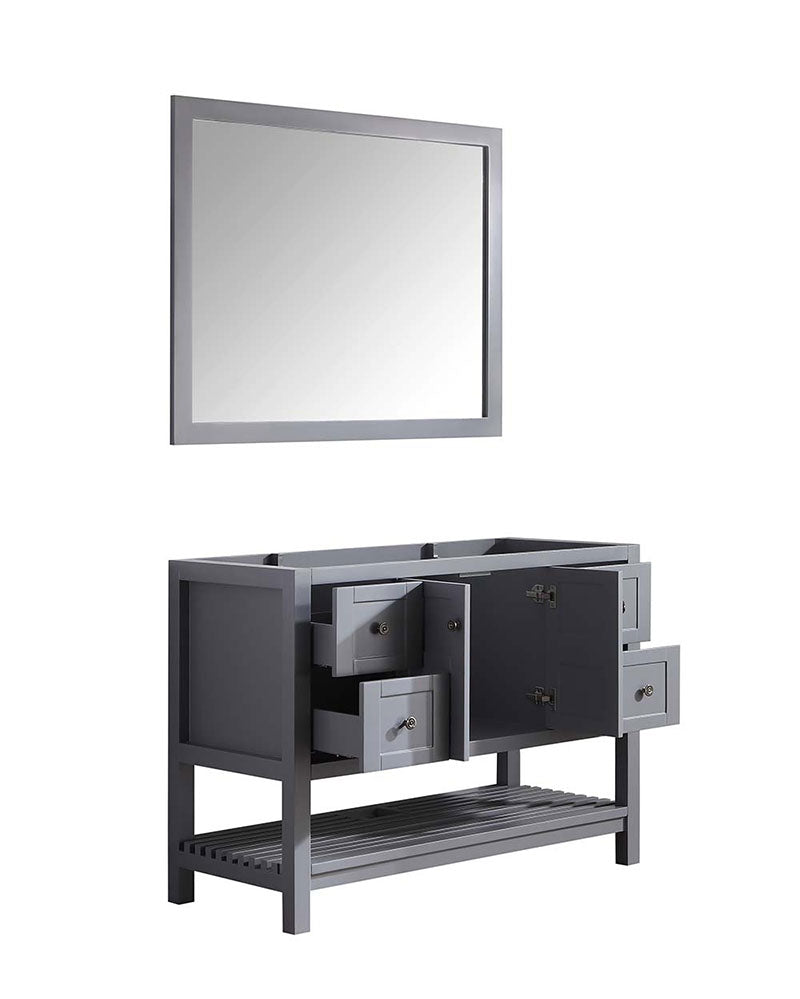 Anzzi Montaigne 48 in. W x 22 in. D Vanity in Gray with Marble Vanity Top in Carrara White with White Basin and Mirror 18