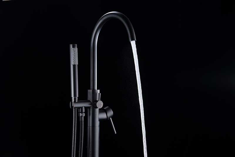 Anzzi Coral Series 2-Handle Freestanding Claw Foot Tub Faucet with Hand Shower in Matte Black FS-AZ0047BK 5