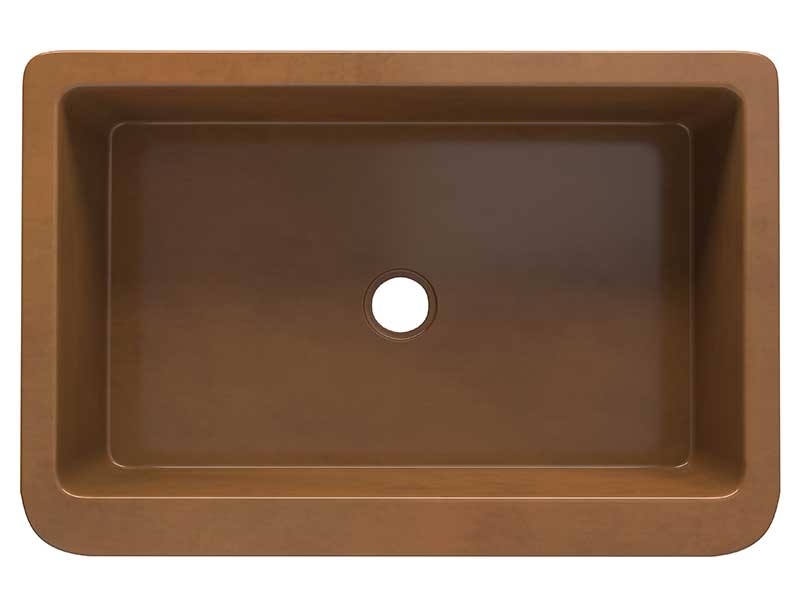 Anzzi Cyprus Farmhouse Handmade Copper 33 in. 0-Hole Single Bowl Kitchen Sink in Polished Antique Copper SK-018 6
