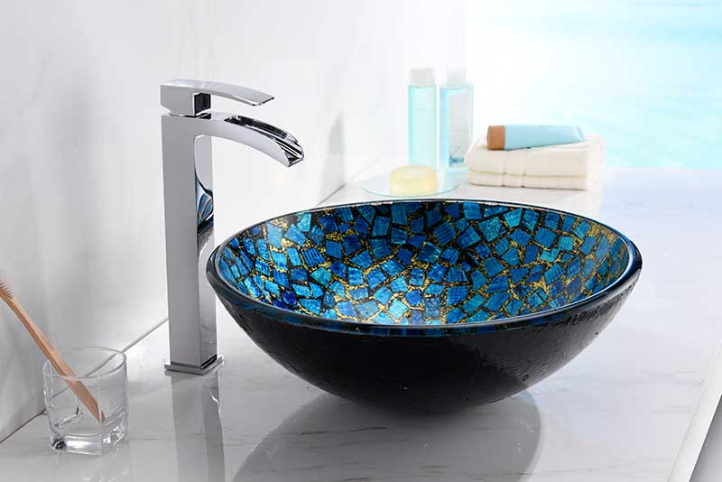 Anzzi Mosaic Series Vessel Sink in Blue/Gold Mosaic LS-AZ198 3