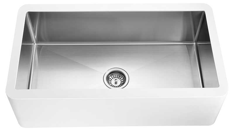 Anzzi Apollo Series Farmhouse Solid Surface 36 in. 0-Hole Single Bowl Kitchen Sink with Stainless Steel Interior in Matte White K-AZ271-A1 2