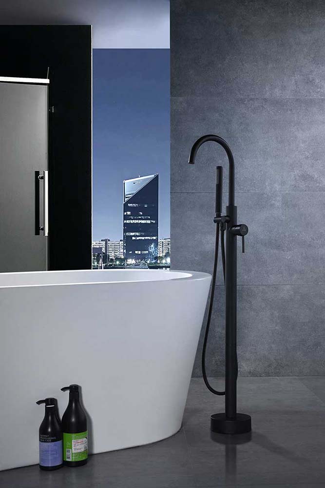 Anzzi Coral Series 2-Handle Freestanding Claw Foot Tub Faucet with Hand Shower in Matte Black FS-AZ0047BK 2