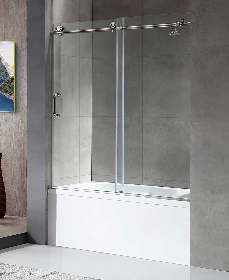 Anzzi Raymore Series 60 in. x 62 in. Frameless Sliding Tub Door in Polished Chrome SD-AZ8080-01CH