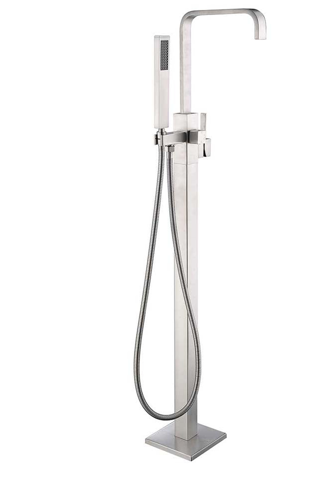 Anzzi Victoria 2-Handle Claw Foot Tub Faucet with Hand Shower in Brushed Nickel FS-AZ0031BN 18