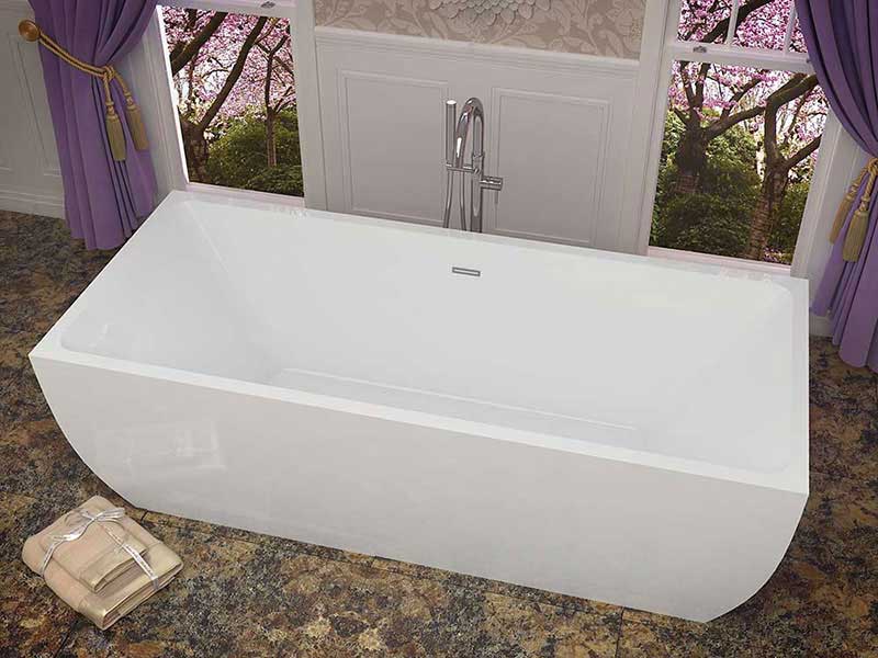 Anzzi Rook 66.75 in. One Piece Acrylic Freestanding Bathtub in Glossy White 2