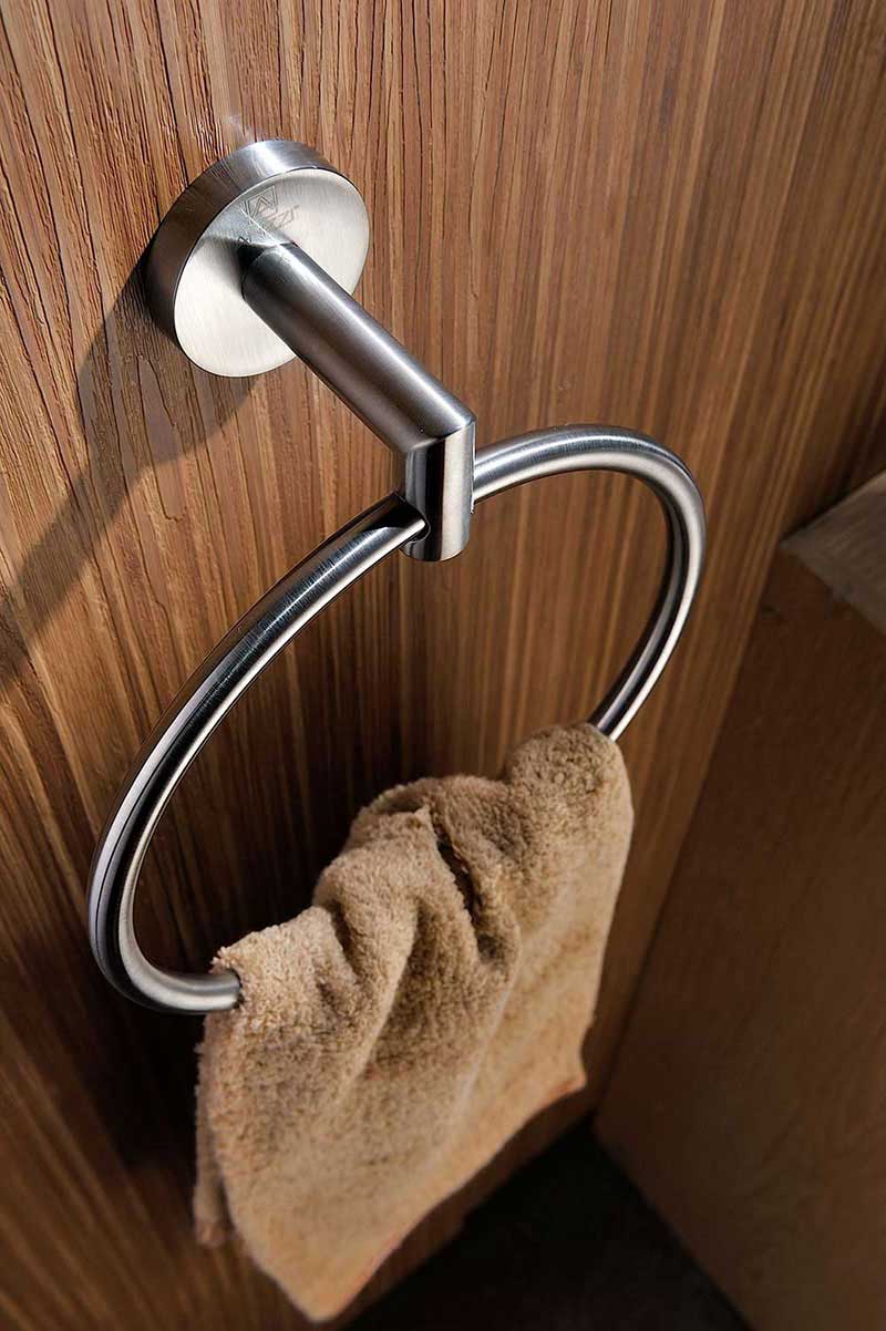Anzzi Caster 2 Series Towel Ring in Brushed Nickel 3