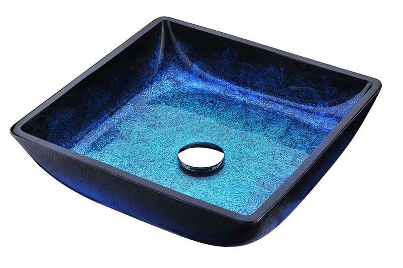Anzzi Viace Series Deco-Glass Vessel Sink in Blazing Blue with Fann Faucet in Brushed Nickel 2