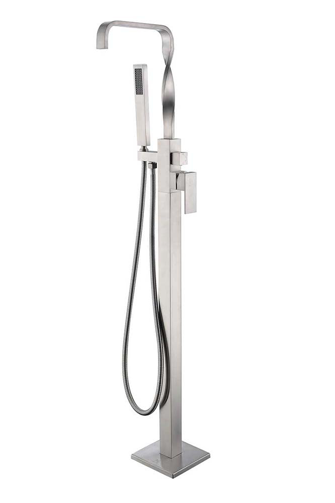 Anzzi Yosemite 2-Handle Claw Foot Tub Faucet with Hand Shower in Brushed Nickel FS-AZ0050BN 18