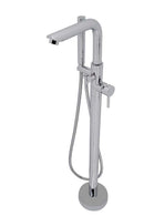 Anzzi Roccia 5.1 ft. Man-Made Stone Freestanding Non-Whirlpool Bathtub in Matte White and Sens Series Faucet in Chrome 5