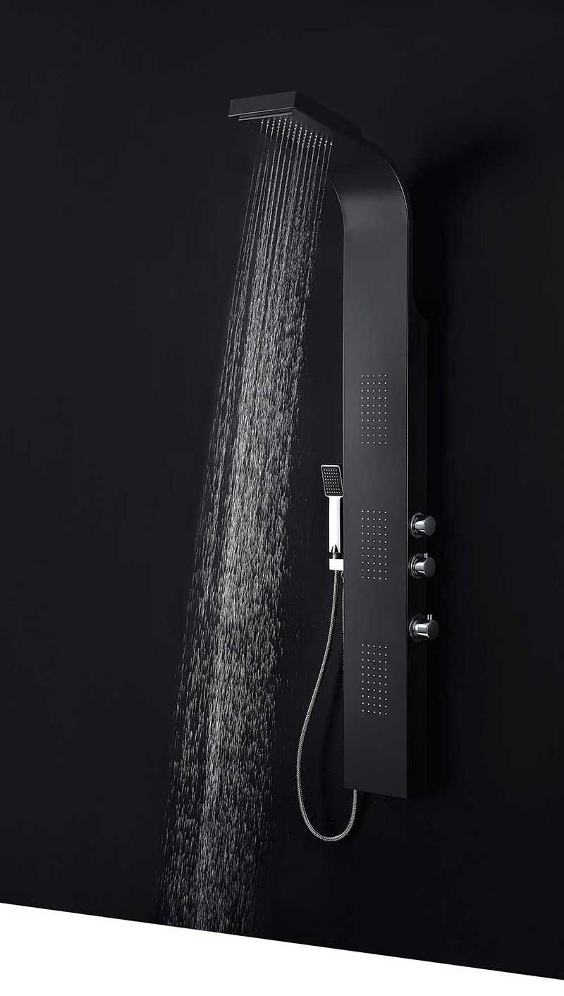 Anzzi LEVEL Series 66 in. Full Body Shower Panel System with Heavy Rain Shower and Spray Wand in Black 6