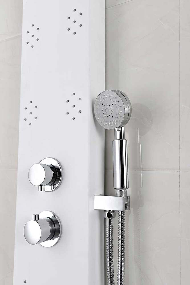 Anzzi Swan 64 in. 6-Jetted Full Body Shower Panel with Heavy Rain Shower and Spray Wand in White SP-AZ033 14