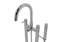 Anzzi Dualita 5.4 ft. Acrylic Freestanding Non-Whirlpool Bathtub in Black and Sol Series Faucet in Chrome 7