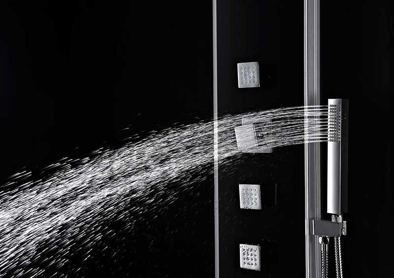 Anzzi LLANO Series 60 in. Full Body Shower Panel System with Heavy Rain Shower and Spray Wand in Black 10
