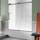 Anzzi Don Series 60 in. x 62 in. Frameless Sliding Tub Door in Matte Black SD-AZ17-01MB