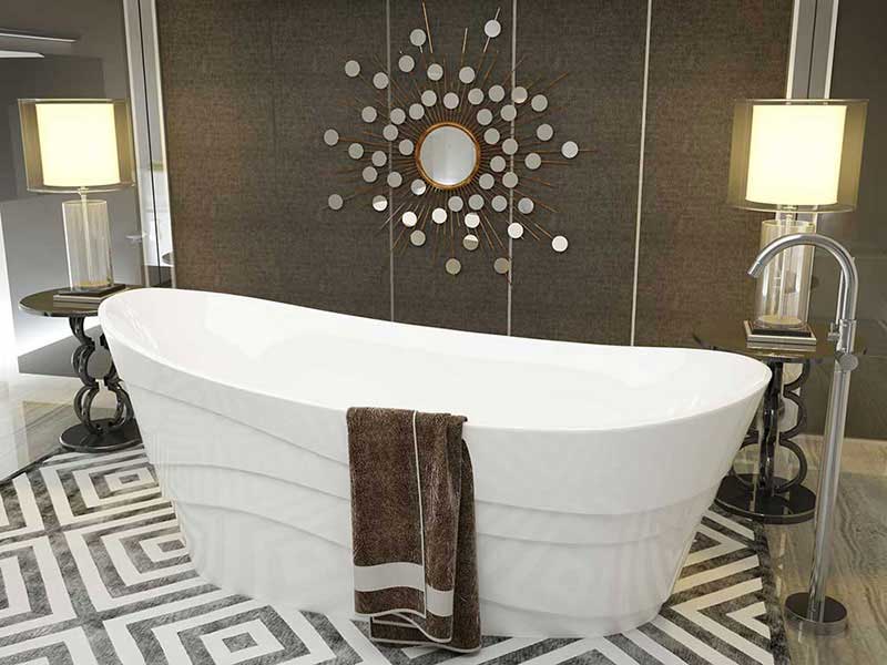 Anzzi Stratus 67 in. One Piece Acrylic Freestanding Bathtub in Glossy White 2