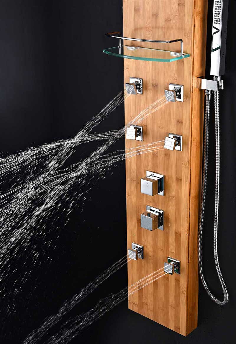 Anzzi CRANE Series 60 in. Full Body Shower Panel System with Heavy Rain Shower and Spray Wand in Natural Bamboo 12