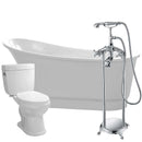 Anzzi Prima 67 in. Acrylic Flatbottom Non-Whirlpool Bathtub with Tugela Faucet and Talos 1.6 GPF Toilet FTAZ095-52C-65