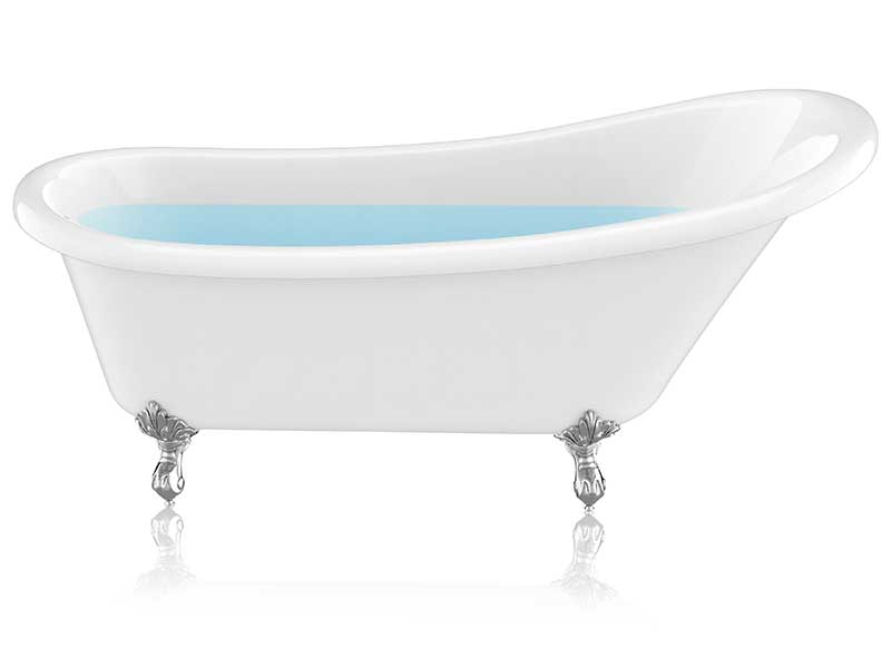 Anzzi 67.32” Diamante Slipper-Style Acrylic Claw Foot Tub in White FT-CF131FAFT-CH