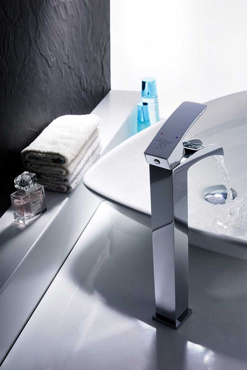 Anzzi Key Series Single Handle Vessel Sink Faucet in Polished Chrome 6